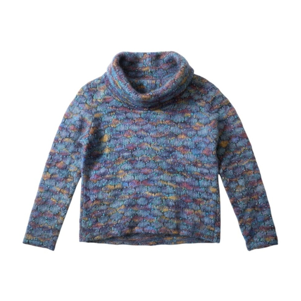 Nara Maglie Mohair Sweater Cowl Neck Italian Knit Small Blue Wool Bohemian Soft